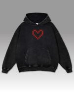 Bluza oversize z kapturem <br>Haftowane Serce <br>Efekt sprania